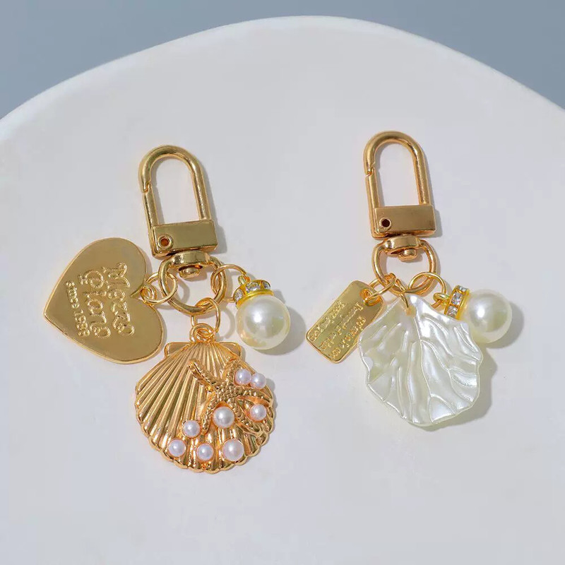 Zipper Pull Pendant Decoration Pearl Shell Flower Piece Keychain Student Bag Charm Girl Birthday Gift