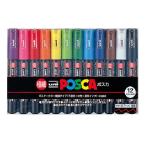 Japanese uni Mitsubishi POSCA acrylic marker set graffiti hand-painted waterproof non-fading POP mark childrens painting Baosejia PC-3M 1M 5M brush art student special microphone