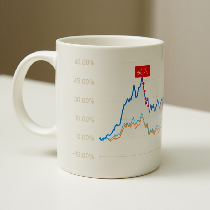 Follow the Market Trends, Buy and Sell Stocks, Cup for Investing in Stocks, Yuge's Fund Trading Mug, Yuge's Carefully Selected Buy and Sell Stock Chart Mug