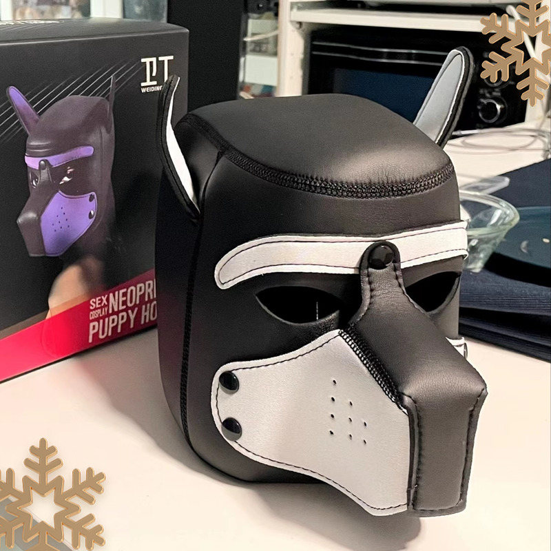 Dog headgear man wearing Halloween full face detachable opening prop man type dog headgear black cosplay gear-Taobao