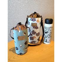 Student thermal water cup set large capacity Korean cross-body water cup bag anti-fall thickened portable cartoon cute waterproof