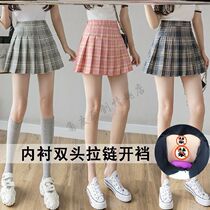 Womens high-waisted pleated open jk skirt no need to put on and take off outdoor couple dating convenient for women to play in the wild skirt