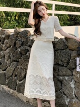 Fa-style temperament name Yuanyuan Xiaoxiang Salt Department High Sensation Shirt Half Body Skirt Two Suits of Summer Womens Dress Ocean Qi