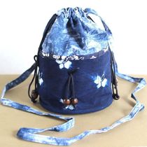 Isatis tie-dyed Dali Bai pure handmade Isatis tie-dyed round bottom bag with many patterns available
