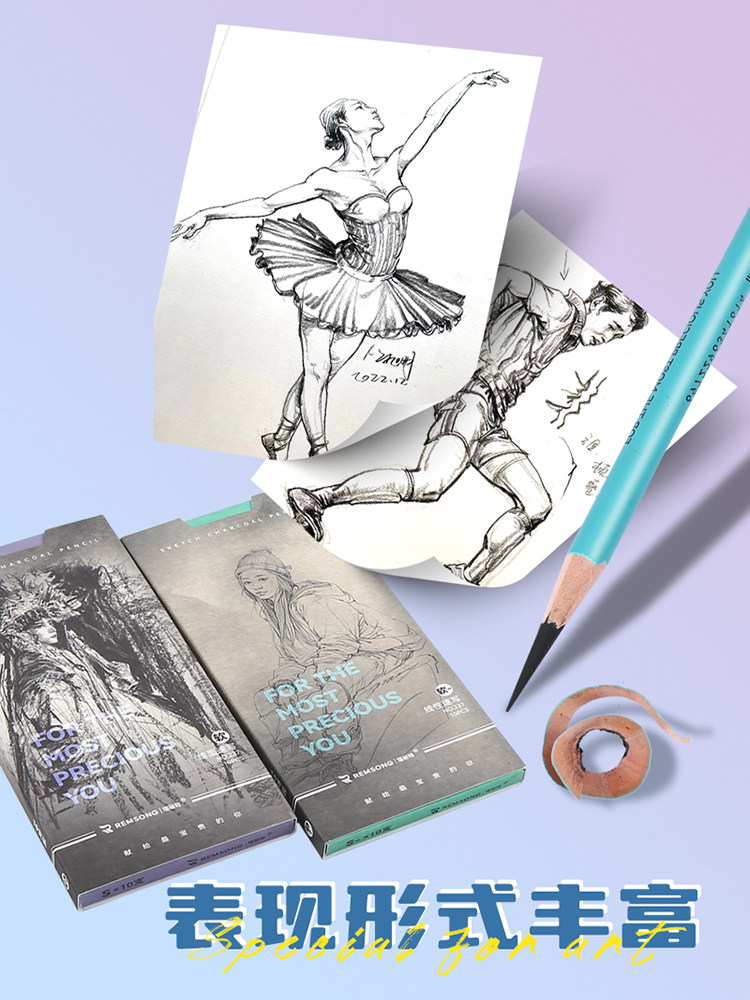 Rui Meng Special Sketching Soft Charcoal Pencil Set for Sketching Exams, Drawing Linear Lines and Shading, Charcoal Pencil for Beginners, Art Students, Portrait and Still Life Exams, Professional Sketching Tool Set 237 Art Exam Pencils