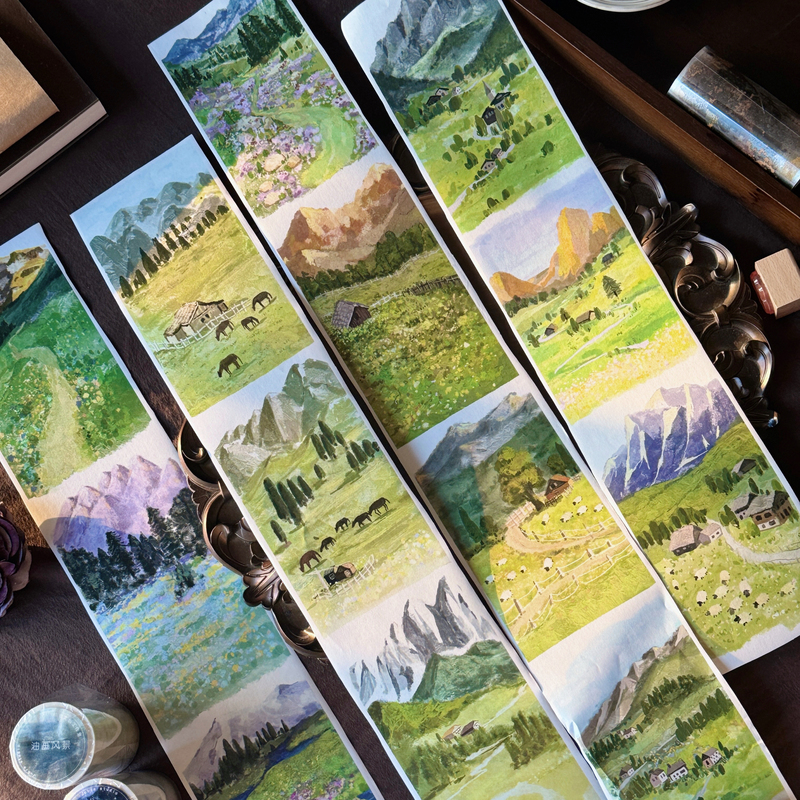 [in Stock] under the Snow Mountain - Original Washi Paper Shell Light Background Base Tape - Juye Cultural and Creative Journaling