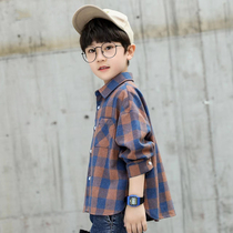 Childrens long-sleeved shirts 2024 spring and autumn boys plaid shirts baby boys casual square collar tops new childrens clothing