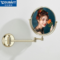 German bathroom double-sided magnifying beauty mirror gold punch-free wall-mounted makeup mirror retractable folding makeup mirror