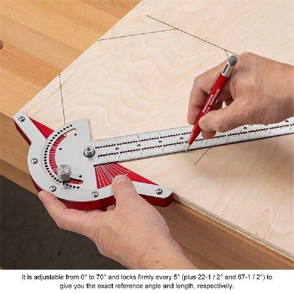 1Pcs T-Type Woodworkers Edge Rule Protractor Woodworking-Tao