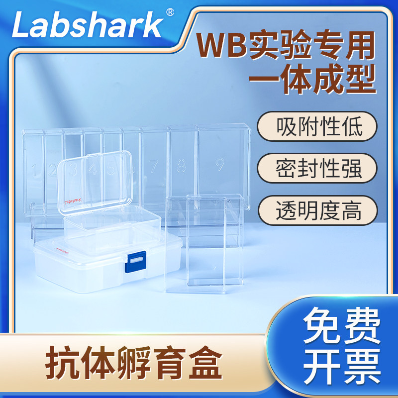 Labshark抗体孵育盒wb抗体孵育免疫组化湿盒整膜双面单格抗体收纳盒抗体储存盒5格4格9格