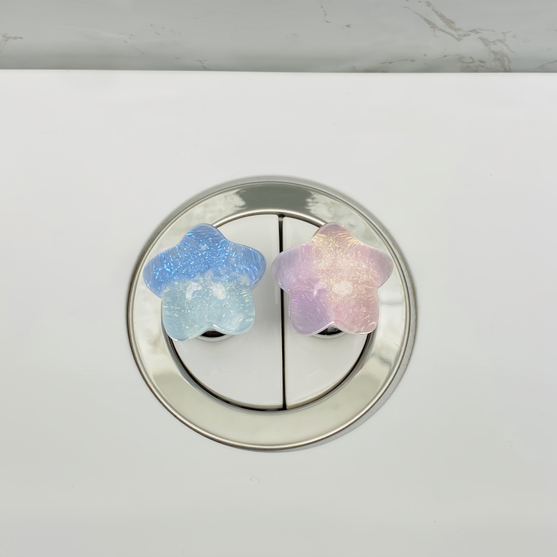 New Shiny Five-Pointed Star Toilet Flush Button, Long Nail Manicure Tool, Auxiliary Button for Bathroom