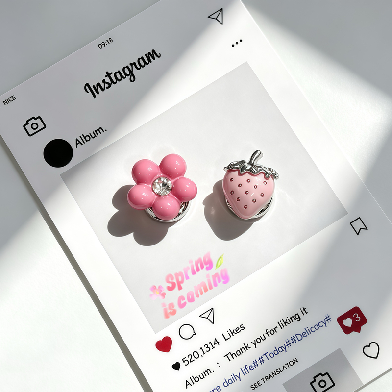Dopamine Summer Strawberry Toilet Presser Long Nail Art Nail Tank Press Auxiliary Accessories Flush Button