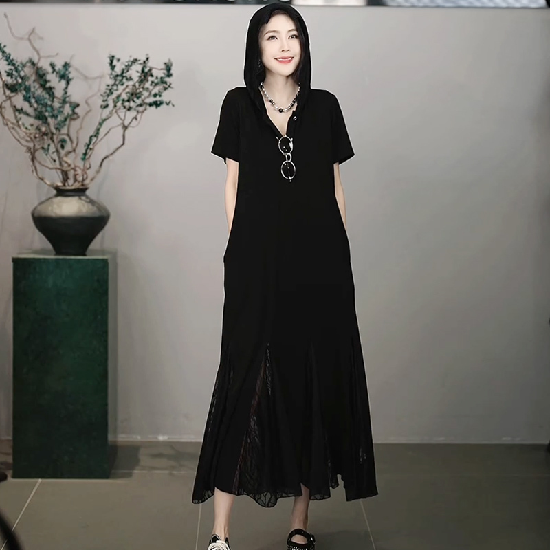 Rongrong【Roman Poems】Rongrong Patchwork Lace Hem Short-Sleeved Dress C-A208283 Rongrong【Roman Poems】Rongrong Patchwork Lace Hem Short-Sleeved Dress C-A208283