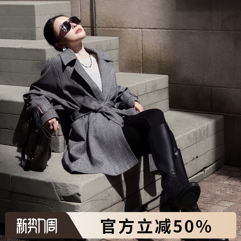 Rongrong Philadelphia Star Story Lapel Silhouette Classic Retro Minimalist Old Money Style Coat 9104