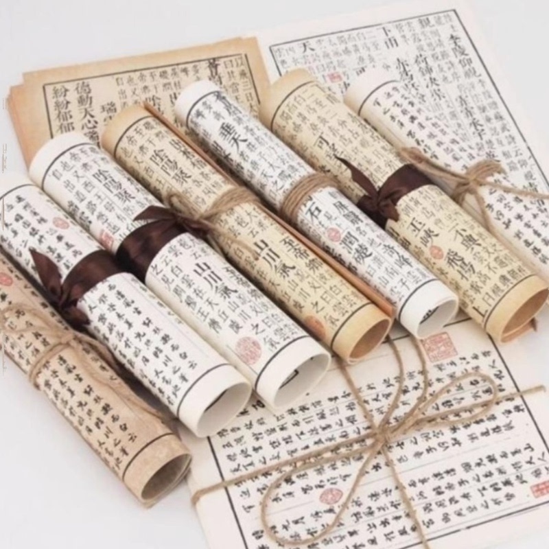 Chinese-Style Ancient Calligraphy Background Paper Photography Props, Traditional Chinese Calligraphy Photo Decoration, Hanfu Photography Scroll Arrangement
