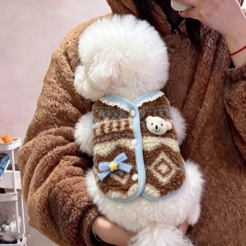 Dog Clothes for Autumn and Winter, Cute Bear Vest, Small Dog Teddy, Bichon, Cat, Thickened Warm Fleece Clothing Dog Clothes for Autumn and Winter, Cute Bear Vest, Small Dog Teddy, Bichon, Cat, Thickened Warm Fleece Clothing