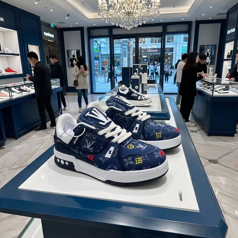 Lv-Style Light Luxury Spring and Autumn Original Fashion Couple Sneakers from Putian, High-Quality Replica Embroidered Sports Casual Sneakers