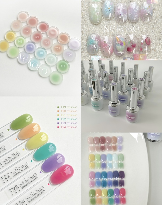 Nekoko Nicole Coco Milk Glass Dudu Milk Candy Colored Construction Gel Iridescent Starlight Sparkling Large Glitter Nail Gel