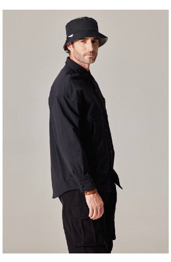 Джинсовая рубашка high-end tooling shirt jacket men's 2023 winter new cotton v Other