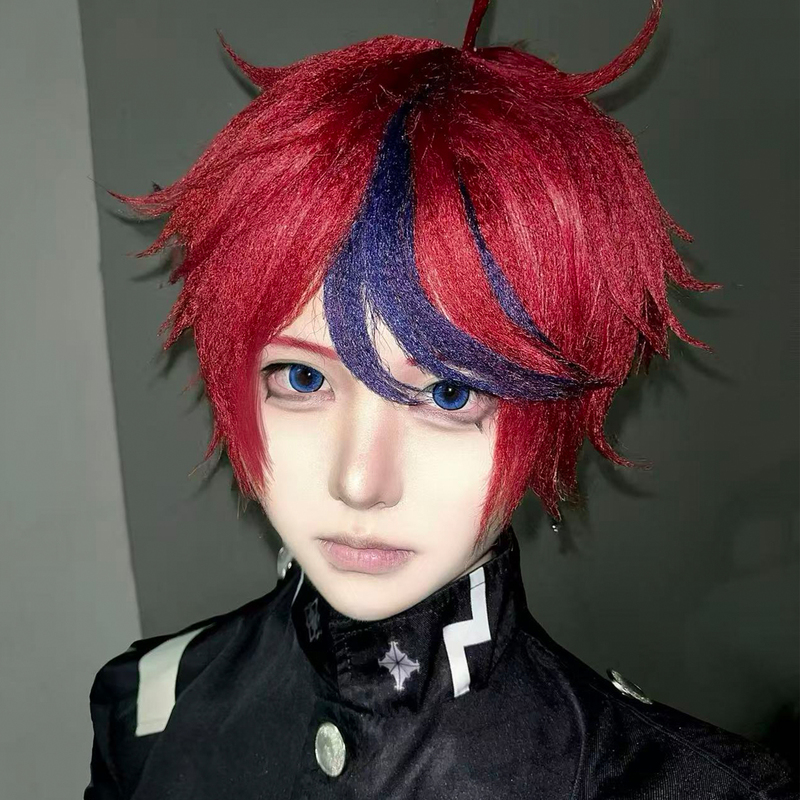 Chengye Takuha Cosplay Wig with Blue Highlights, Bangs, Hundred Days War Chronicle Rose Net, Fluffy, Short Hair, Full Head Wig Chengye Takuha Cosplay Wig with Blue Highlights, Bangs, Hundred Days War Chronicle Rose Net, Fluffy, Short Hair, Full Head Wig