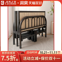 Wawoo solid wood folding bed single bed adult household simple bed rental room reinforced hard board folding double bed