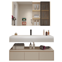 Yida Hotel cream style double-layer Corian integrated basin bathroom cabinet bathroom hand wash basin cabinet wash table