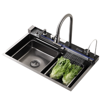 KOPO thickened 5 0 stainless steel kitchen sink large single tank Raindance Waterfall smart digital display dishwashing and vegetable basin