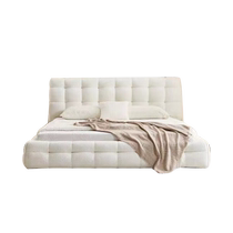 Sejibang Internet célébrité français minimaliste crème ins style agneau velours guimauve tissu blanc chambre lit moelleux en bois massif