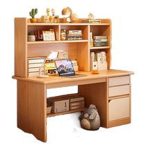 Rama red furniture desk student home study table bedroom integrated with bookcase rack solid wood computer table