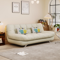 Baiying sofa bed 2024 new folding dual-use double multi-function straight row retro cream style sofa