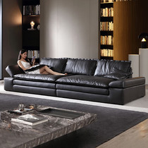 Sejibang designer brand Italian minimalist leather sofa first layer cowhide living room simple modern straight combination