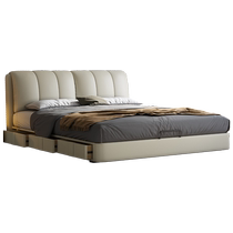 Meimengyi piano key bed master bedroom high-end atmospheric simple modern light luxury full-edge double high box storage leather bed