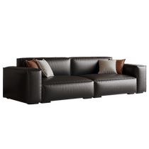 Meimengyi tofu block first layer cowhide sofa living room simple modern Italian style straight small apartment leather sofa