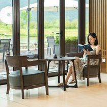 Dove Hu Fuli Milk Tea Dessert Cafe Bar and chairs combination of simple negotiate reception solid wood single sofa