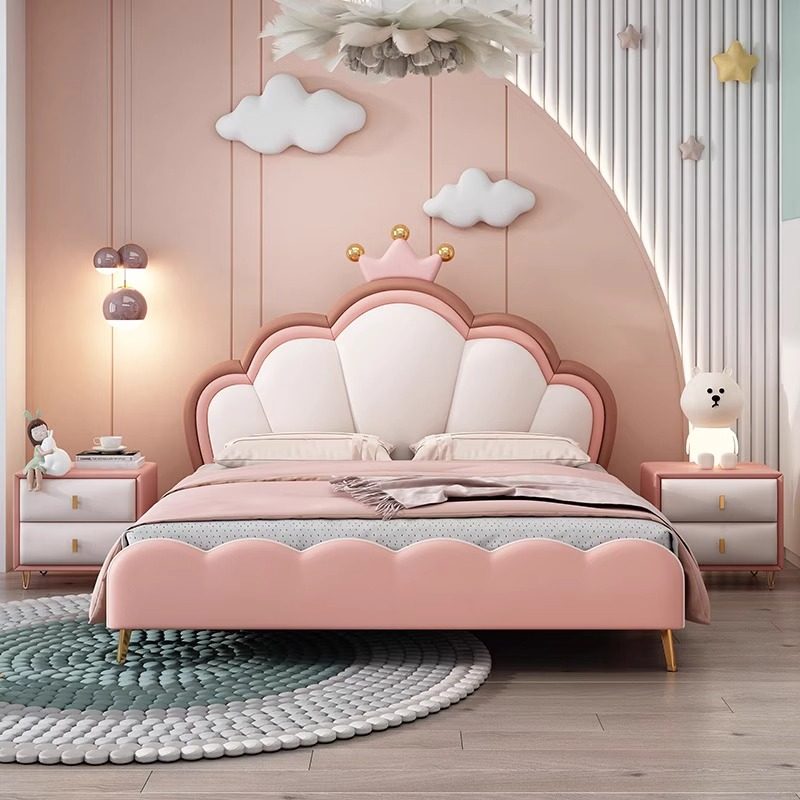 Diyi Impression light Роскошная детская кровать 1,2 м Кровать принцессы 1,5 м Кровать в виде ракушки с короной для девочек, Сетчатая Красная кровать для хранения вещей