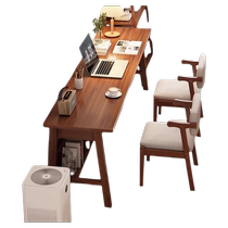Dongwo Yijia wood double desk computer desk office desk home writing desk narrow table solid wood leg long table