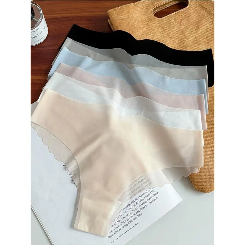 Seamless Underwear for Women, Summer Thin Low-Waist Ice Silk Breathable Yoga Sports Fitness Half-Coverage Thong Underwear for Women