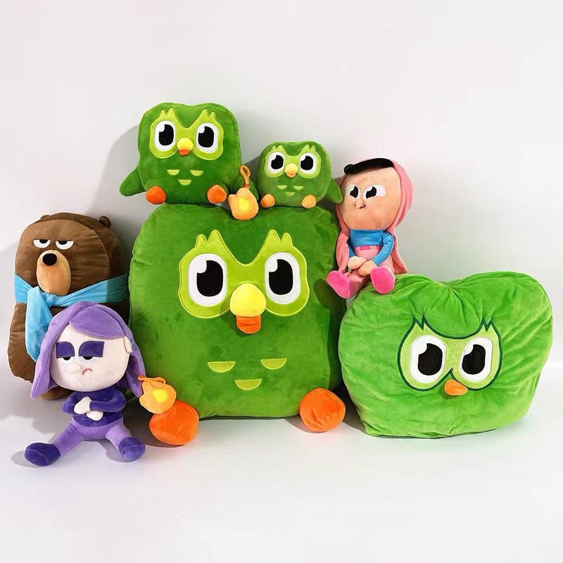 Cross-Border Duolingo Little Bear Plush Doll Green Owl Plush Toy Head Cover Pillow Gift