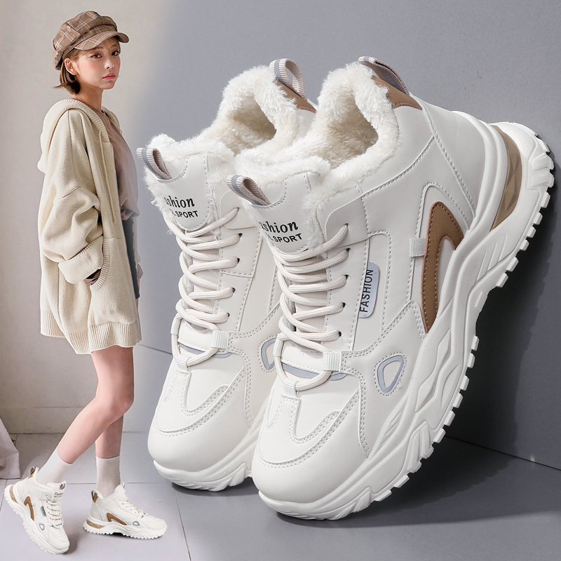 Genuine Leather Large Cotton Shoes for Women, 2025 Winter New Style, Soft Sole, Fleece-Lined, Thickened Sneakers, Non-Slip, Waterproof, Warm Dad Shoes Genuine Leather Large Cotton Shoes for Women, 2025 Winter New Style, Soft Sole, Fleece-Lined, Thickened Sneakers, Non-Slip, Waterproof, Warm Dad Shoes
