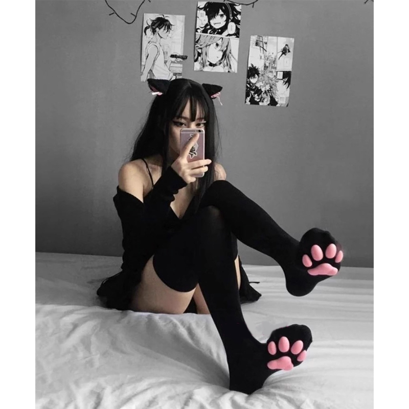 Japanese-Style Cute Cartoon 3D Cat Paw Padded Stockings for Women, Autumn and Winter Jk Long Socks, Anti-Slip, Slimming Thigh Socks Japanese-Style Cute Cartoon 3D Cat Paw Padded Stockings for Women, Autumn and Winter Jk Long Socks, Anti-Slip, Slimming Thigh Socks