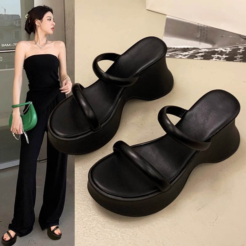 French Uamtor Fairy-Style Wedge Thick-Soled Slip-On Sandals for Women, Summer 2026 New High-Heeled Sandals