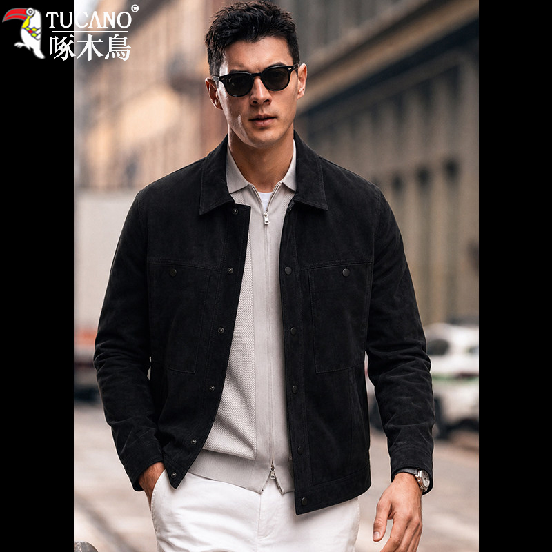 Woodpecker Genuine Men's Leather Jacket Casual Windproof American Style Stylish Autumn Thin Leather Coat Woodpecker Genuine Men's Leather Jacket Casual Windproof American Style Stylish Autumn Thin Leather Coat