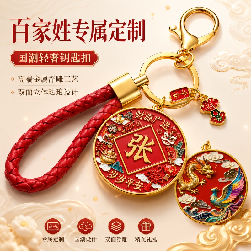 【Zhang Surname】Keychain with Metal Embossed Design, Decorative Pendant, Souvenir, Cultural and Creative Product, Exquisite Gift 【Zhang Surname】Keychain with Metal Embossed Design, Decorative Pendant, Souvenir, Cultural and Creative Product, Exquisite Gift
