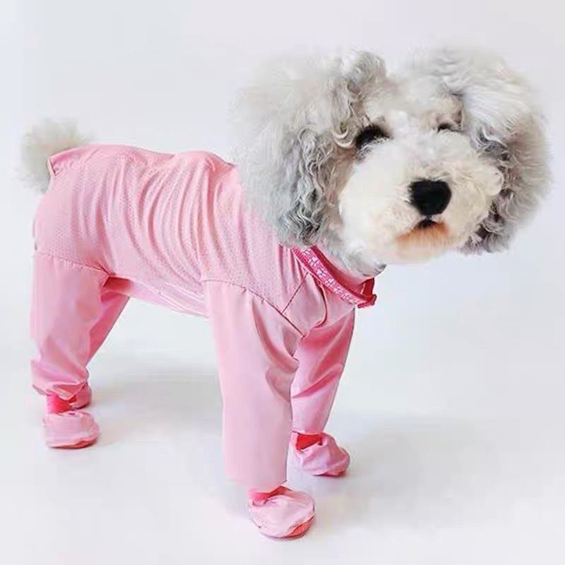 Dog Anti-Dirt and Dust-Proof Clothing for Outdoor Walks, Post-Surgery Four-Legged Jumpsuit with Foot Protection, Urine-Proof Leg Protection, Insect-Proof Clothing for Teddy