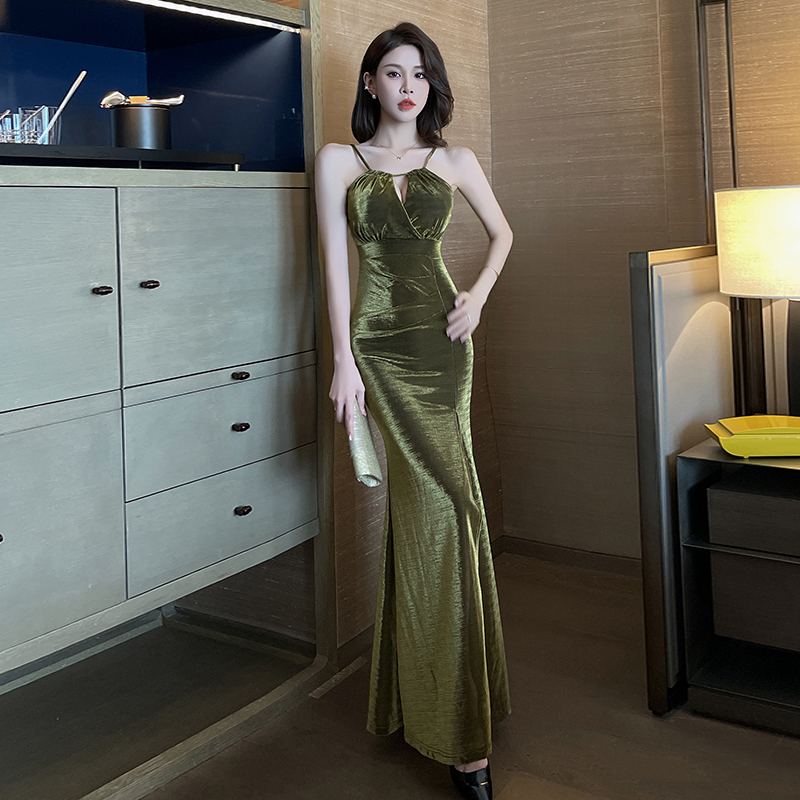 Sexy Backless Velvet Dress 2026 New Evening Dress Nightclub Work Clothes Sauna Technician Work Clothes Sexy Backless Velvet Dress 2026 New Evening Dress Nightclub Work Clothes Sauna Technician Work Clothes