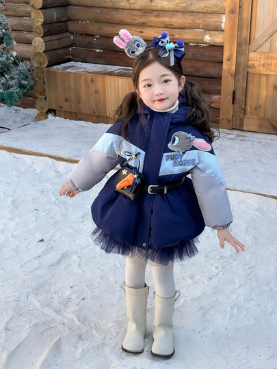 Judy Rabbit Polizist Daunenjacke Kinder verdickte warme Jacke mittellange Mädchen Lolita Winterkleidung neuer Stil