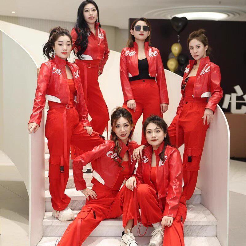 🔥 舞台女王必备🔥 红色打歌服女团服装爵士舞演出服舞蹈服套装成人kpop跳舞穿搭韩舞,让你燃爆全场!💃-工服-淘宝好物网