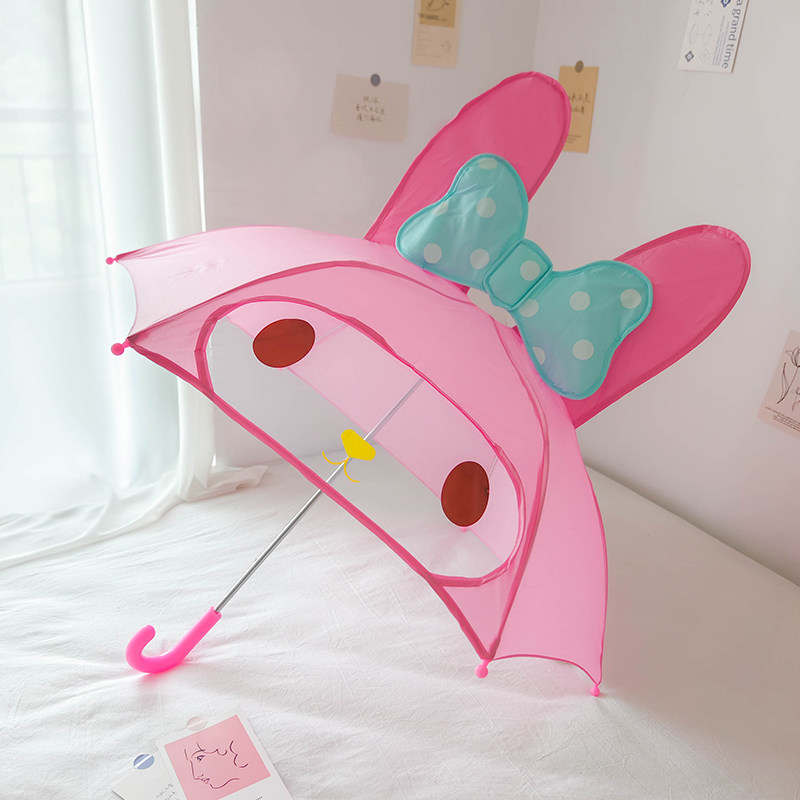 Merlotte children's umbrella kindergarten baby cute to go to school with long handle light Ctrip toy Umbrella ears-Taobao