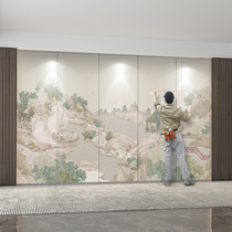 Custom embroidered new Chinese style hard cover background wall TV living room bedside sofa master bedroom soft cover single embroidered Chinese mural