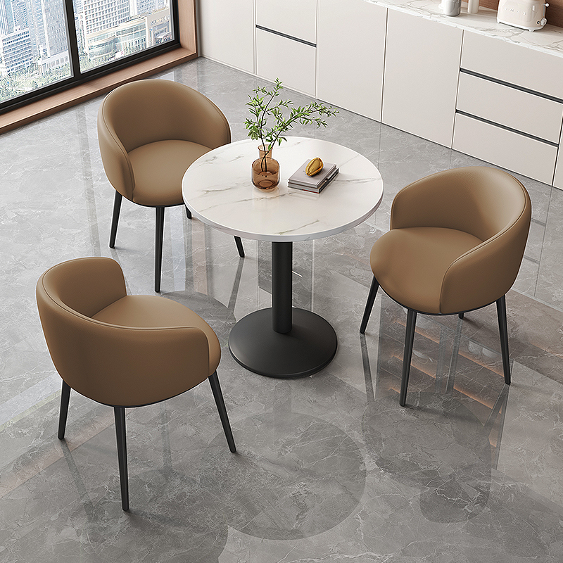 Modern Meeting Table and Chair Set, Simple and Trendy, Suitable for 4S Milk Tea Shops, Home Use, Balcony Reception, and Leisure Small Round Table